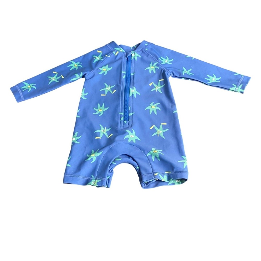 Old Navy‎ blue starfish long sleeve rash guard one piece boys swimsuit SIZE 3-6M